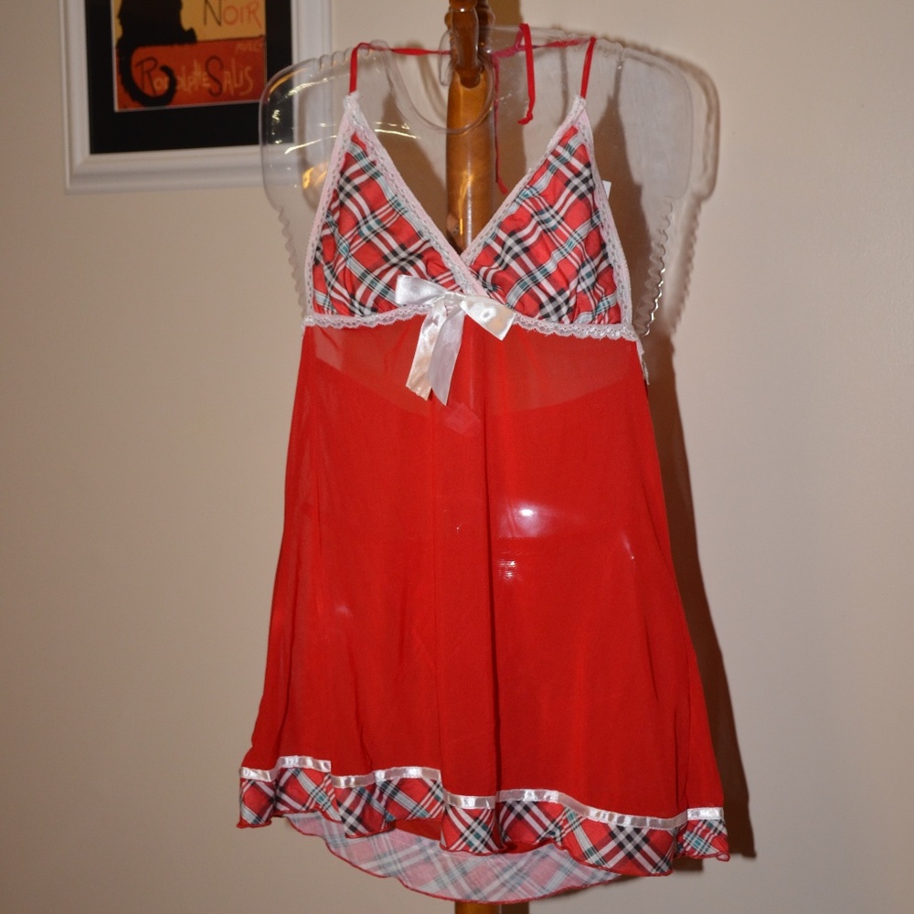Sexy Plaid Baby Doll Lingerie